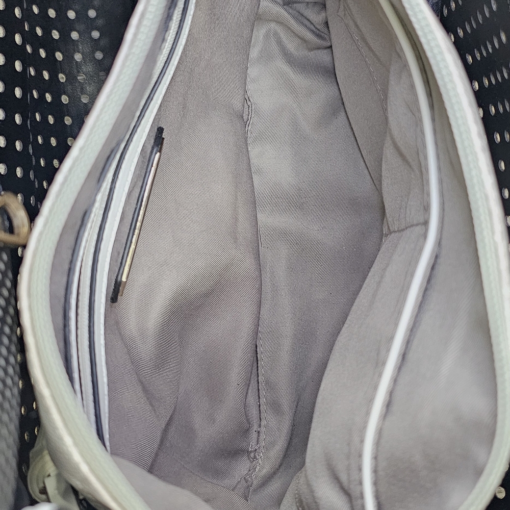 White Perforated Tote Bag with Tassel - Picture 6 of 6